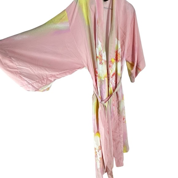 Vintage Natori Kimono pale pink robe satin medium - Picture 3 of 4